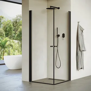 מקלחון פינתי 2 דלתות אדמס 76-89 ס"מ שחור מט DorRaphael