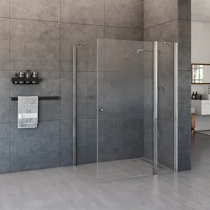 מקלחון פינתי דלת ודופן קבועה + דופן קבועה אלברט 70-150 ס"מ ניקל כרום DorRaphael