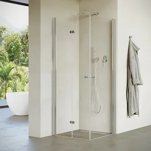 מקלחון פינתי דלת על ציר + דלת הרמוניקה קופר 66-98 ס"מ ניקל כרום DorRaphael