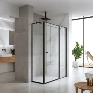 מקלחון פינתי RUDY - רודי 60 ממידה 94 סמ עד מידה 154 סמ שחור מט - סניטק