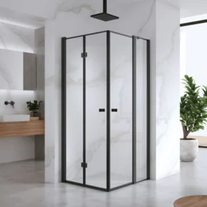 מקלחון פינתי GUINESS - גינס 50 ממידה 84 סמ עד מידה 144 סמ שחור מט - סניטק