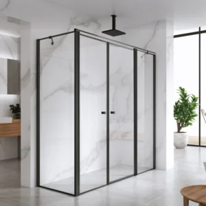 מקלחון פינתי CAMILLE - קמיל ממידה 121 סמ עד מידה 188.5 סמ שחור מט - סניטק