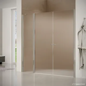 מקלחון חזית 2 דלתות על ציר  דופן קבועה קאטרו זכוכית גלינה 121-160 סמ ניקל כרום - דור רפאל