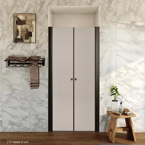 מקלחון חזית 2 דלתות על ציר קווינזי זכוכית גלינה 90-95 סמ 95-100 סמ 100-105 סמ 105-110 סמ 110-115 סמ 115-120 סמ שחור מט - דור רפאל