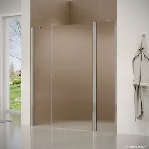 מקלחון חזית 2 דפנות קבועות  דלת שרלטון זכוכית גלינה 120-220 סמ ניקל כרום - דור רפאל