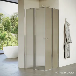 מקלחון פינתי 2 דלתות  2 דפנות קבועות מונרו זכוכית גלינה 76-79 סמ  86-89 סמ ניקל כרום - דור רפאל