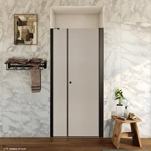 מקלחון חזית דופן קבועה  דלת על ציר ראסל זכוכית גלינה 131-150 סמ שחור מט - דור רפאל