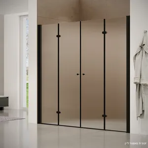 מקלחון חזית 2 דלתות הרמוניקה נלסון זכוכית גלינה 132-196 סמ שחור מט - דור רפאל
