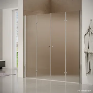 מקלחון חזית 2 דלתות הרמוניקה נלסון זכוכית גלינה 132-196 סמ ניקל כרום - דור רפאל