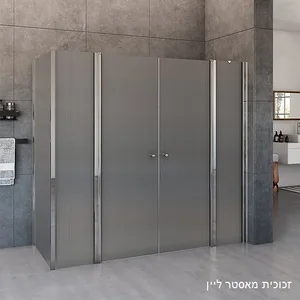 מקלחון פינתי 2 דפנות קבועות ו2 דלתות  דופן צד קבועה ספילר זכוכית גלינה 65-260 סמ ניקל כרום - דור רפאל