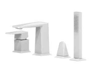 ברז אינטרפוץ 4 דרך ארבעה חלקים להתקנה על האמבטיה לבן מט S-44 MTI