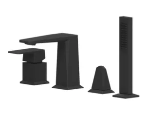 ברז אינטרפוץ 4 דרך ארבעה חלקים להתקנה על האמבטיה שחור מט S-44 MTI