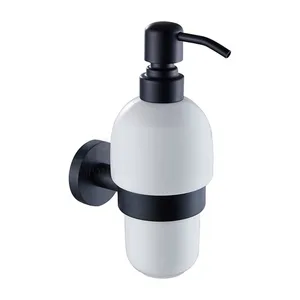 דיספנסר לסבון נוזלי חרס שחור מט תלוי בקידוח/ בהדבקה דגם עדן ED563BK מלדן