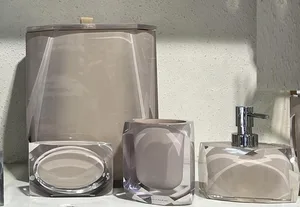 סט דיימונד - DIAMOND פח 5 ליטר, מברשת אסלה, דיספנסר, כוס וסבוניה בז' 10614-DBG מלדן