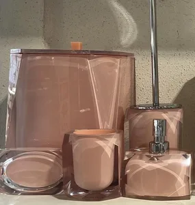 סט דיימונד - DIAMOND פח 5 ליטר, מברשת אסלה, דיספנסר, כוס וסבוניה ורוד 10614-DPK מלדן