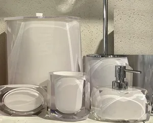 סט דיימונד - DIAMOND פח 5 ליטר, מברשת אסלה, דיספנסר, כוס וסבוניה לבן 10614-DWT מלדן