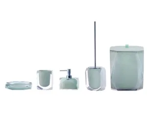 סט דיימונד - DIAMOND פח 5 ליטר, מברשת אסלה, דיספנסר, כוס וסבוניה ירוק מנטה 10614-DGR מלדן