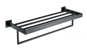 מדף מגבות 60 ס"מ שחור מט ניתן בקידוח/ בהדבקה דגם אפולו 30100BK מלדן
