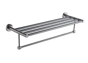 מדף בית מלון 60 ס"מ ניקל מוברש תלוי למגבות בקידוח/ בהדבקה דגם עדן ED410ST מלדן