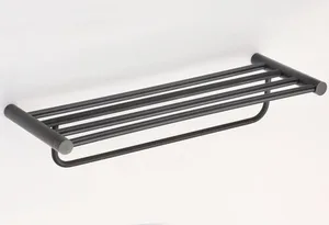 מדף בית מלון שחור מט תלוי למגבות בקידוח/ בהדבקה דגם עדן ED410BK מלדן