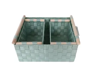 סט 3 סלסלות בד פוליאסטר מלבניות ירוקות HD23114-5 מלדן