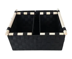 סט 3 סלסלות בד פוליאסטר מלבניות שחורות HD23114-4 מלדן