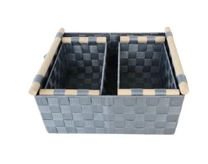 סט 3 סלסלות בד פוליאסטר מלבניות אפורות HD23114-2 מלדן