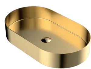 כיור נירוסטה אובלי 55/35 זהב מוברש