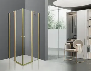 מקלחון פינתי 2 קבועים + 2 דלתות זהב מט 80/80 מקס