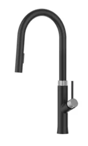 ברז מטבח נשלף 2 מצבי זרימה שחור מט בשילוב ניקל 1019B סיוון אופיר