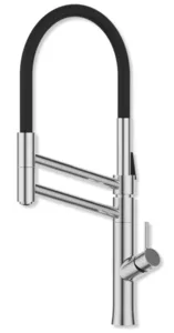 ברז מטבח נשלף 2 מצבי זרימה ניקל מבריק בשילוב שחור מט 1098 סיוון אופיר