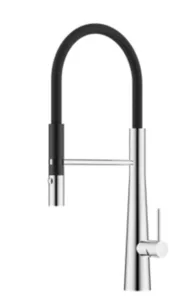 ברז מטבח נשלף 2 מצבי זרימה צינור סיליקון ניקל מבריק בשילוב שחור מט 1047 סיוון אופיר