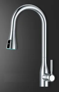 ברז מטבח נשלף 2 מצבי זרימה ונורת לד ניקל מבריק 1025L סיוון אופיר