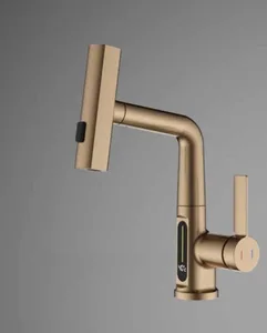 ברז מטבח נשלף 3 מצבי זרימה וצג דיגיטלי רוז גולד מט 1024RG סיוון אופיר