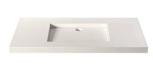 משטח אינטגרלי גרניט פורצלן 100/46 ס"מ בשילוב כיור חרס בעובי 5 ס"מ לבן מט סיוון אופיר