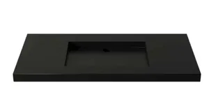 משטח אינטגרלי גרניט פורצלן 80/46 ס"מ בשילוב כיור חרס בעובי 5 ס"מ שחור מט סיוון אופיר